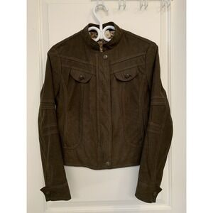 Vintage 90s Abercrombie Fitch Japanese Rework Jacket Small Brown Faux Suede Y2K